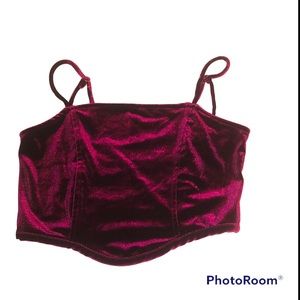 NWT Mixed Thread Los Angeles Velvet Maroon Crop Top. Sz Small